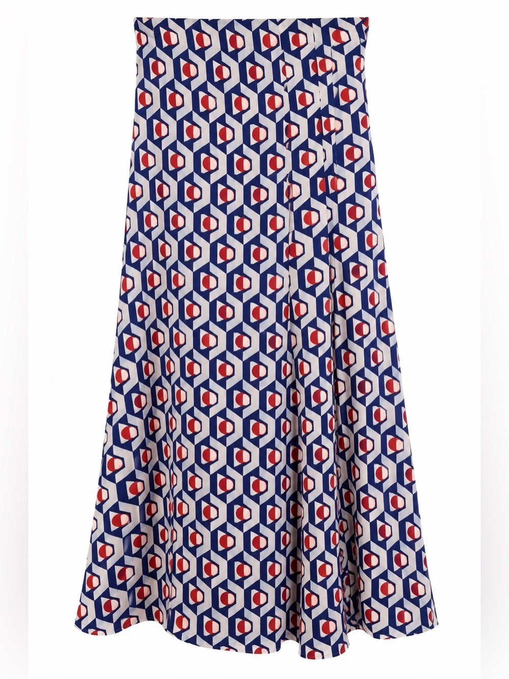 Zara Geometric Blue Patterned Women's Midi Skirt - Picture 1 of 5